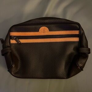 Dopp Dark Brown  and Tan Toiletry Bag—waterproof & like new!